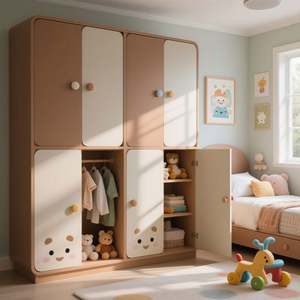 Bedroom Kids Closet Storage Furniture with Drawers <b>Clothes</b> <b>Rack</b> Bin Cupboard Toy Storage Organizer Children Cabinet Wardrobe - Product Image 4