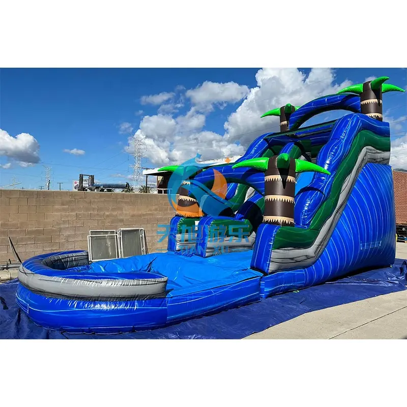 Outdoor Unisex Kids Opblaasbare Waterglijbaan Blauwe Schreeuwer Verschillende Thema 'S-Gewoon Kasteel Pvc Verhuur Gebruik Omvat Blower Reparatie Zee