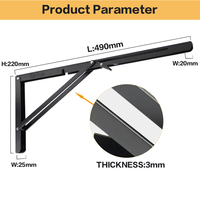 Étagères pliantes robustes Rhetech en acier inoxydable, réglables, pliables, murales, décoratives, en métal, support d'étagère pliable de 18 pouces