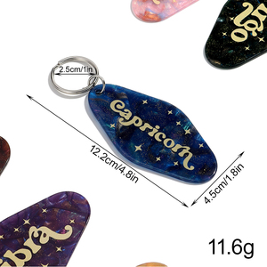 Trong Kho Sáng Tạo Sequin Motel Keychain Cá Nhân Hành Lý Thẻ Tùy Chỉnh 12 Chòm Sao Thư Mặt Dây Chuyền Acrylic Keyring Quà Tặng - Product Image 6