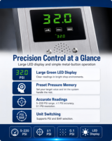 High Quality Full Automatic LED Digital Display Metal Tire Inflator Fast Inflate Emergency Light 0.3PSI Accuracy CE Certified