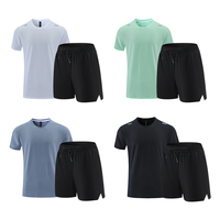 Ensemble de survêtement pour homme, short respirant léger à motif uni, t-shirt de compression sportive pour l'été