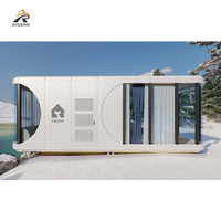 Maison capsule intérieure en structure acier blanc de luxe, 2 chambres, 1 salle de bain, cabane préfabriquée, design moderne, écologique