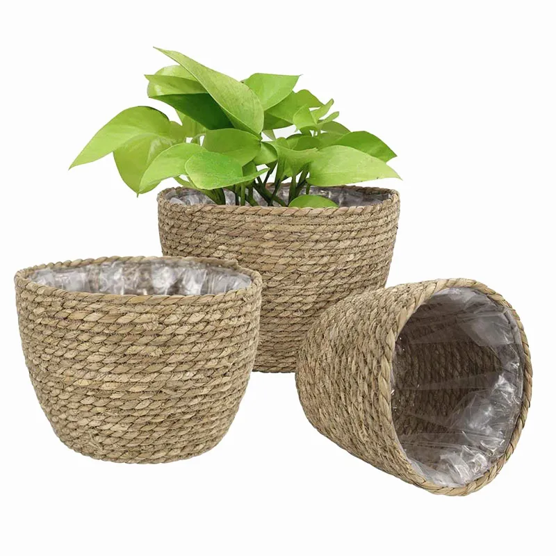 Stro Mand Pot Ingemaakte Groene Plant Mand Opslag Frame Rotan Bamboe Mand