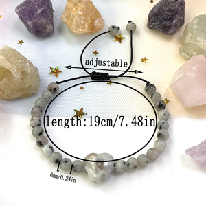 Bracelet Bohème Cœur en Jaspe <span class=keywords><strong>Kiwi</strong></span> Gris, Énergie Positive, Méditation, Réglable, Bijou Spirituel Perlé, <span class=keywords><strong>Carte</strong></span> Cadeau - Product Image 6