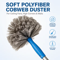 Brosse dépoussiérante en polyfibre douce pour ventilateur de plafond, nettoyage des toiles d'araignée dans les coins et les murs, à fixer sur un manche portable ou télescopique