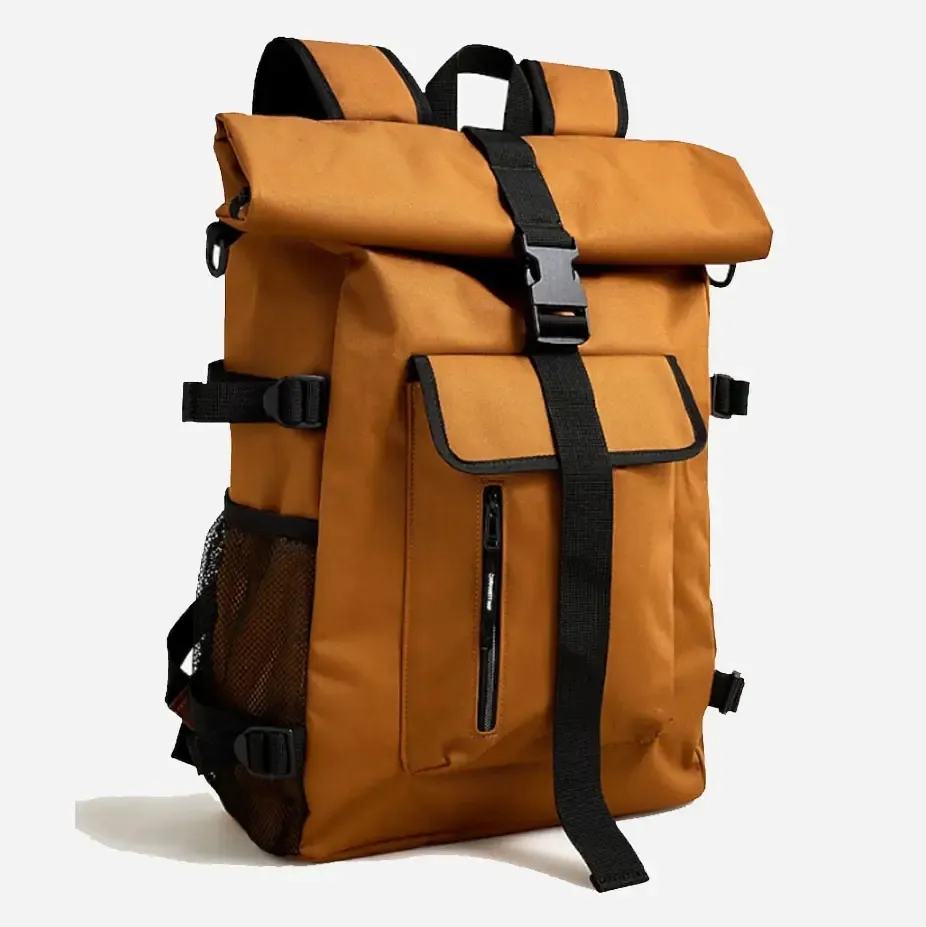 Özel yeni tasarım kolej çantası dayanıklı Roll-Up dizüstü sırt çantası öğrenciler ve seyahat için USB şarj portu ile