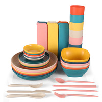 Ensemble de vaisselle et d'ustensiles de table en céladon pour la maison et l'extérieur, pour l'approvisionnement transfrontalier, comprenant assiette, bol, tasse, soucoupe, compatible micro-ondes