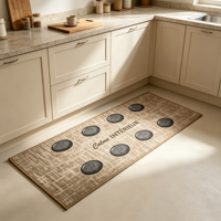 Stone Print Kitchen Runner Rug Anti-Slip Oil-Proof Stain Resistant Washable Polyester Low Pile Floor Mat Kitchen