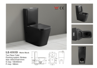 WC mural deux pièces en céramique noir mat avec chasse d'eau Tornado sans bride pour salle de bain d'hôtel