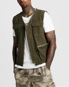 <span class=keywords><strong>Gilet</strong></span> multi-poches avec logo personnalisé <span class=keywords><strong>Gilet</strong></span> utilitaire en velours côtelé de haute qualité pour hommes, vente en gros et amincissant - Product Image 4