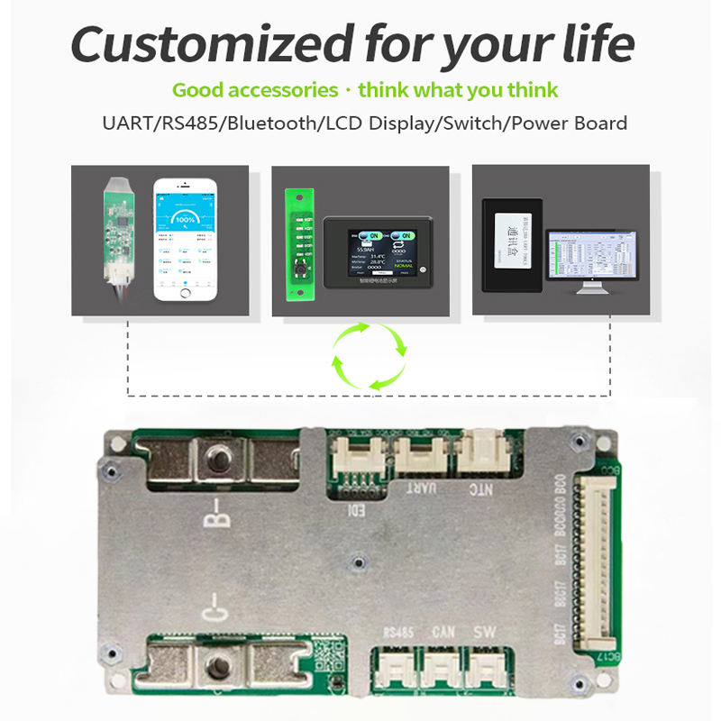 JBD Smart BMS 15s Li-Ion Lifepo4 48V 80A Battery Management