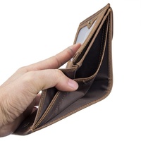 Dompet Kulit Kuda Gila Pria, Dompet Saku Kulit Pemegang Kartu Ramping