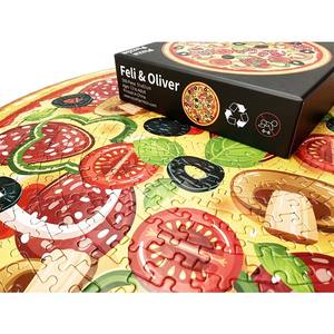 Fabricante al por mayor redondo <span class=keywords><strong>Pizza</strong></span> rompecabezas niños divertidos juguetes educativos papel cartón rompecabezas para la decoración del hogar - Product Image 2