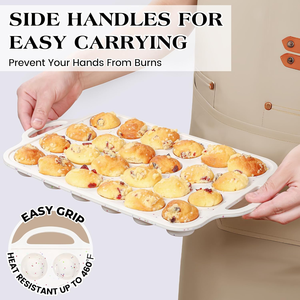 MUYULINS Factory 24-cup LFGB non-stick BPA Free metal reinforced frame mini <b>silicone</b> cupcake pan American cake tin <b>baking</b> mold - Product Image 3