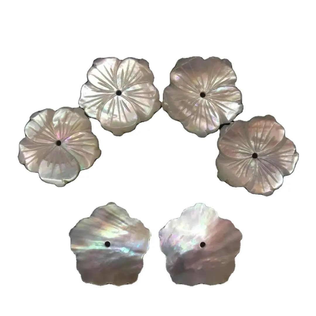 Blanco natural mariposa shell mano tallado flor de cinco pétalos de flor de perlas para joyería DIY