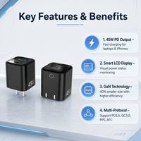 Chargeur rapide Gan 45W USB C PD en gros, adaptateur de charge rapide USB PD, adaptateur secteur Type C pour iPhone Samsung