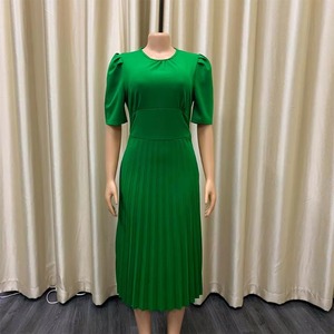 Vestidos de Verano de Alta Calidad D202 para Mujer, <span class=keywords><strong>Vestido</strong></span> Casual Rojo con Pliegues en Línea A, Elegante <span class=keywords><strong>Vestido</strong></span> de Oficina para Dama - Product Image 4