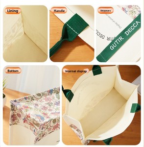 Sac fourre-tout <span class=keywords><strong>de</strong></span> luxe en <span class=keywords><strong>toile</strong></span> imprimée florale, imperméable, en lin laminé, réutilisable, en <span class=keywords><strong>toile</strong></span> <span class=keywords><strong>de</strong></span> <span class=keywords><strong>jute</strong></span>, mignon, pour femmes, sacs à bandoulière - Product Image 5
