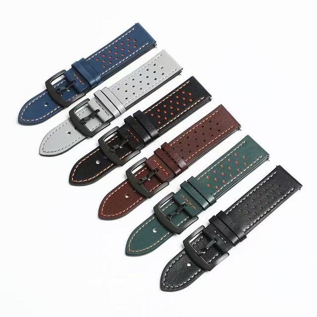 Wholesale Quick Releasel Universal Genuine Leather Watch Bands Charm Breathable Watch Bands for Samsung Galaxy Smart Watches22mm
