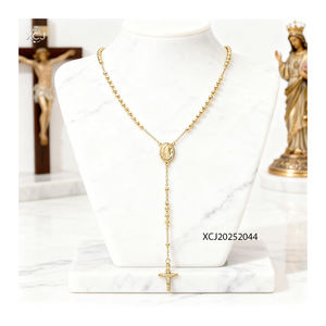 X0192 4MM Rosenkranz Perlenkette Vergoldete Jungfrau Maria Kette für Hochzeit Verlobung feier oder Geschenk - Product Image 2