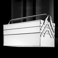 Boîte à outils professionnelle polyvalente en acier inoxydable avec poignées de transport portables