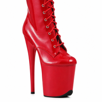 Bottes de strip-teaseuse montantes de 20 cm en cuir PU à lacets avec fermeture éclair latérale, chaussures de pole dance, talons aiguilles pour danseuses exotiques, logo personnalisé