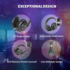 Casque de jeu sans fil 2.4G, écouteurs de Gaming illuminés rvb, avec Microphone détachable, pour PC NS et PS5 <span class=keywords><strong>PlayStation</strong></span> - Product Image 4