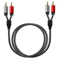 Câble audio coaxial OEM du fabricant, boîtier métallique, 2 RCA mâles vers 2 RCA mâles, avec gaine en PVC, pour l'audio automobile et l'utilisation avec des enceintes