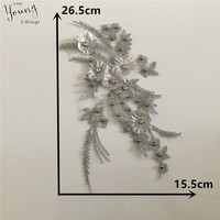 Broderie dentelle tissu 3D fleur couture ABS perle lacets col robe artisanat matériaux paillettes Application