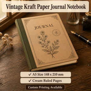 Quaderno Vintage A5 con Copertina in Carta Kraft e Illustrazioni Botaniche, Stampa Logo Personalizzata, Regalo per Ufficio e Studio - Product Image 6