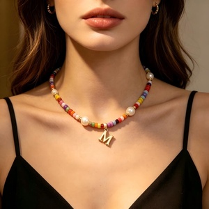 Collier de perles miniatures arc-en-ciel avec breloque initiale creuse de 26 lettres en acier inoxydable, personnalisable avec nom, pour femme, empilable - Product Image 6