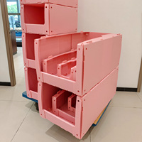 Bac de stockage à ouverture frontale en plastique ondulé empilable pour entrepôt, bac de tri pour le rangement des vêtements