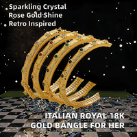 Bracelet à breloques brossé style royal italien pour femme, forme fleur vintage, plaqué or rose, avec cristaux et strass sertis griffe, idéal pour les soirées