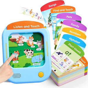 Tablette d'apprentissage pour enfants OEM, batterie au lithium ABS, forme d'animal, 106 pages, cartes parlantes espagnol-<span class=keywords><strong>anglais</strong></span>, 20 jeux interactifs - Product Image 1