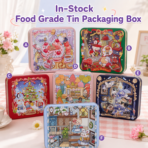 Stock Square Tin <b>Box</b> Food Grade <b>Empty</b> Metal Tin Container Custom Printed Square Tin Can For Candy Cookie <b>Gift</b> Packaging - Product Image 1