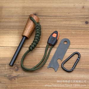 Allume-feu en tige de magnésium avec manche en bois, pour survie en extérieur, camping, étanche, coupe-vent, alliage solide, 880 mm - Product Image 1