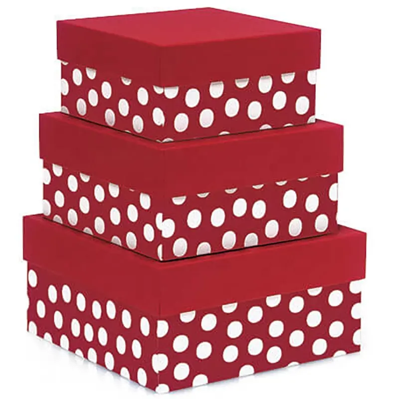 Заказные красные подарочные коробки в горошек персонализированные подарочные коробки среднего размера праздничные декоративные подарочные коробки