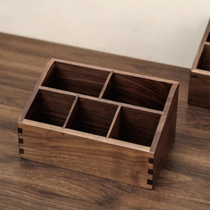 6-Compartment Solid Walnut Storage Box Makeup <strong>Remote</strong> Control Comb <strong>Organizer</strong> <strong>for</strong> Nightstand Desktop Mortise and Tenon Structure - Product Image 2