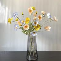 Fleurs de pavot artificielles en soie de haute qualité, faites à la main, avec tige floquée, pliables, rouge, orange, blanc, pour mariage, fête des mères, décoration de table