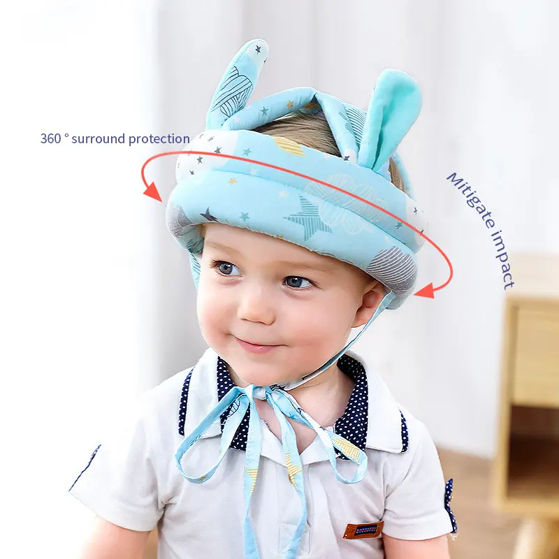 หมวกกันน็อคสำหรับเด็กทารกผ้าฝ้ายและฟองน้ำปรับได้,หมวกกันน็อคใส่วิ่งป้องกันศีรษะ