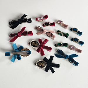 Pinzas para el pelo con diamantes de imitación y Lazo de terciopelo Vintage para mujeres, niñas, niños, elegantes accesorios para el cabello de <span class=keywords><strong>Boutique</strong></span> - Product Image 3