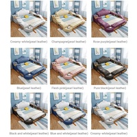 Juego de cama multifuncional de cuero genuino, muebles con almacenamiento, tamaño king, moderno e inteligente