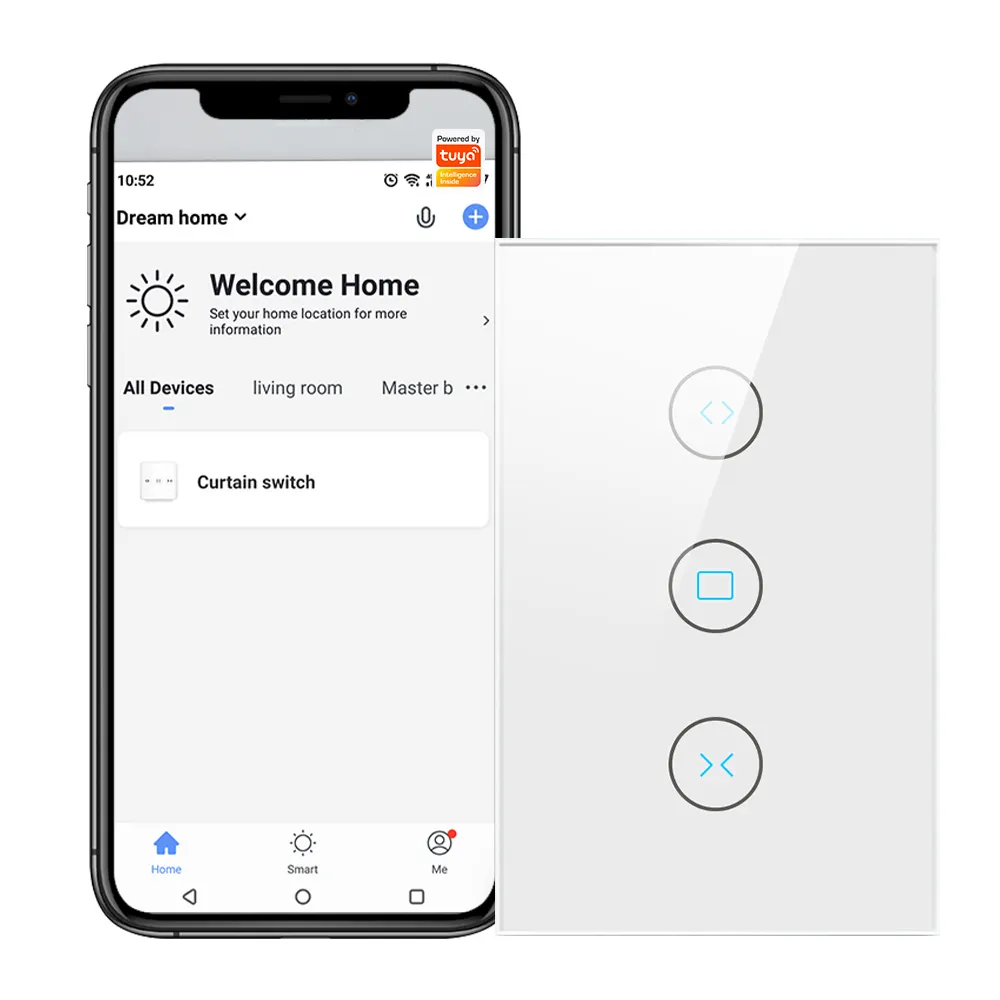 SMATRUL Tuya DIY US WiFi Touch Curtain Switch Blind Roller Shutter Electric Motor Wall Glass Smart Life App Google Home Alexa