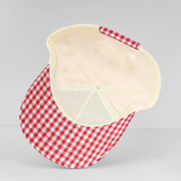Casquette de baseball 5 panneaux en coton 100% avec broderie 3D personnalisée, design tendance beige à carreaux, visière unie ou à motif, style sport papa