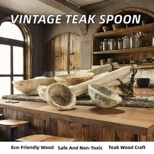 Cuillère vintage en teck indien de 14 pouces, écologique, sans danger pour les aliments, antidérapante, légère, extra longue - Product Image 2