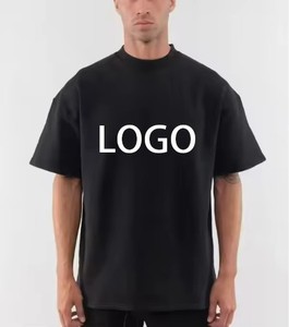 Wholesale Custom logo Oversized <b>Black</b> Tshirt Heavyweight <b>Mens</b> t <b>Shirt</b> 100% Cotton Heavy Weight Puff Print t <b>Shirt</b> - Product Image 1