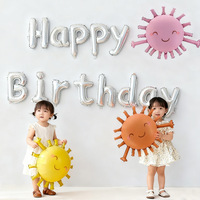 Ballon en aluminium BLN vintage coloré motif visage souriant soleil pour décoration de fête d'anniversaire d'enfants et de maternelle