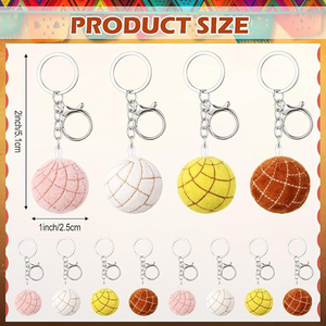 Porte-clés en peluche en forme de mini-<span class=keywords><strong>pain</strong></span> rond de 2 pouces, texture classique, doux, cadeaux de fête sur le thème du Mexique - Product Image 1