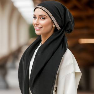 Hot Selling New National <b>Hijab</b> <b>Caps</b> Popular Leopard Print Hot Diamond Muslim Lady Instant <b>Hijab</b> - Product Image 2